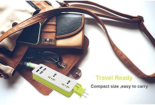 thumbnail image 5 of Protector contra sobretensiones para regleta de viaje con 2 salidas, 4 salidas USB, regleta de alimentación de salida de 5 V 4,2 A con cargador de viaje portátil USB, cargador de pared, 5 of 5