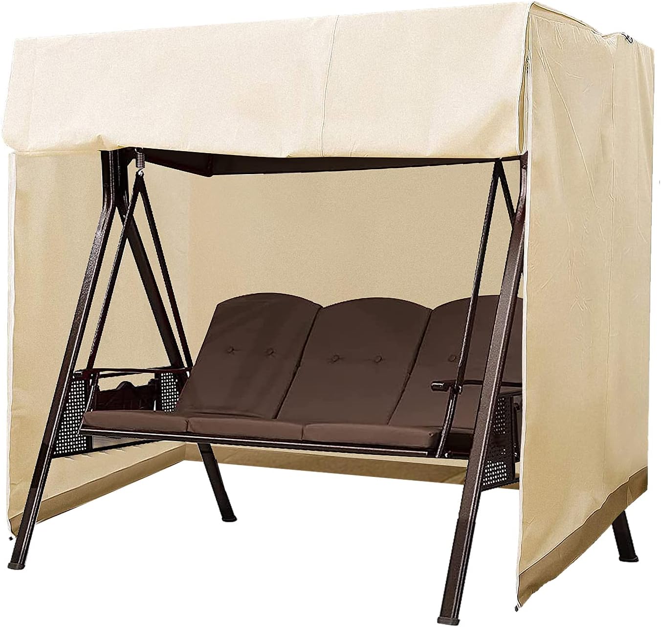 Funda para columpio de exterior YONGSHENG 3 plazas impermeable 87x49x67 pulgadas beige y café