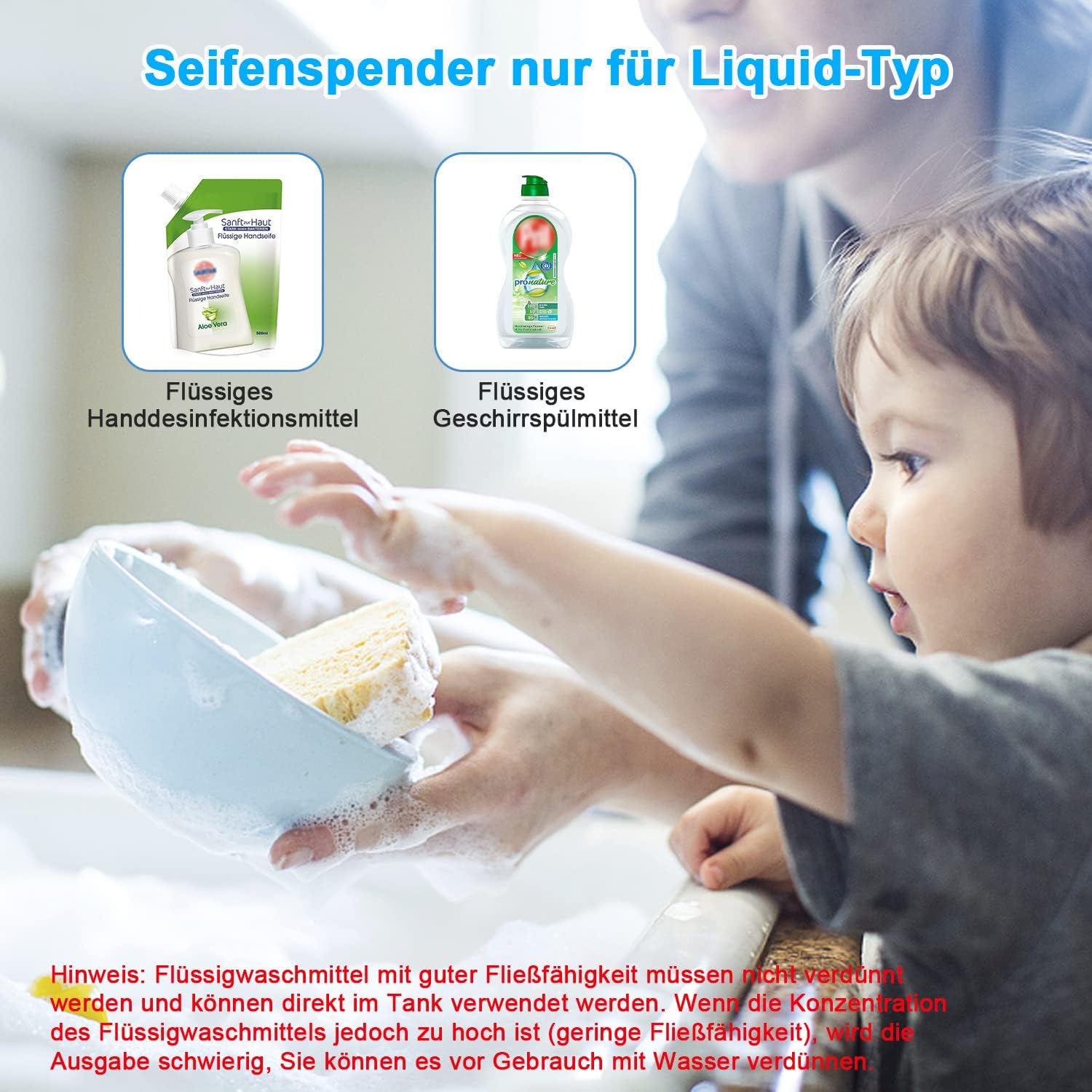 thumbnail image 4 of Dispensador automático de jabón líquido, dispensador de jabón líquido de 300 ml con recargable tipo C, dispensador de gel de ducha impermeable IPX4 para cocina, 4 of 5