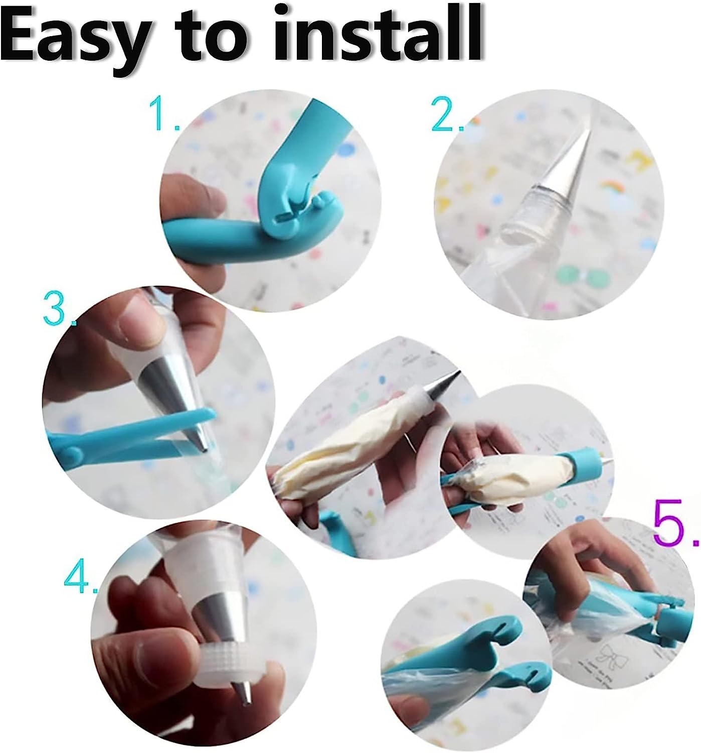 thumbnail image 5 of Kit de herramientas para decoración de pasteles, 2 uds., bolsa de repostería, Kit de herramientas DIY para decoración de pasteles, bolígrafo para glaseado de repostería, Kit de tuberías, bol, 5 of 5