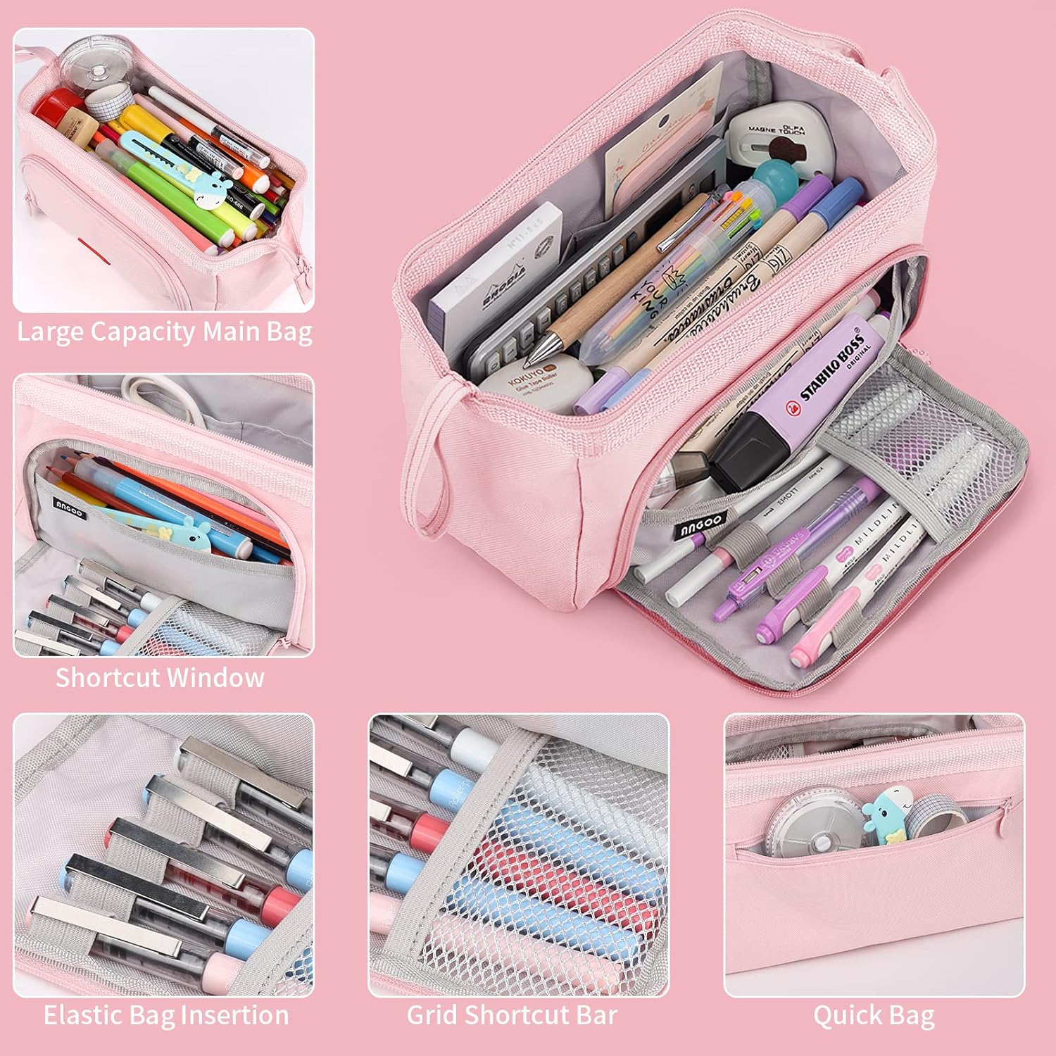 Estuche Grande Para Lápices Gran Capacidad 3 Compartimentos Bolsa De Lápices Con Cremallera Para Adolescentes Niños