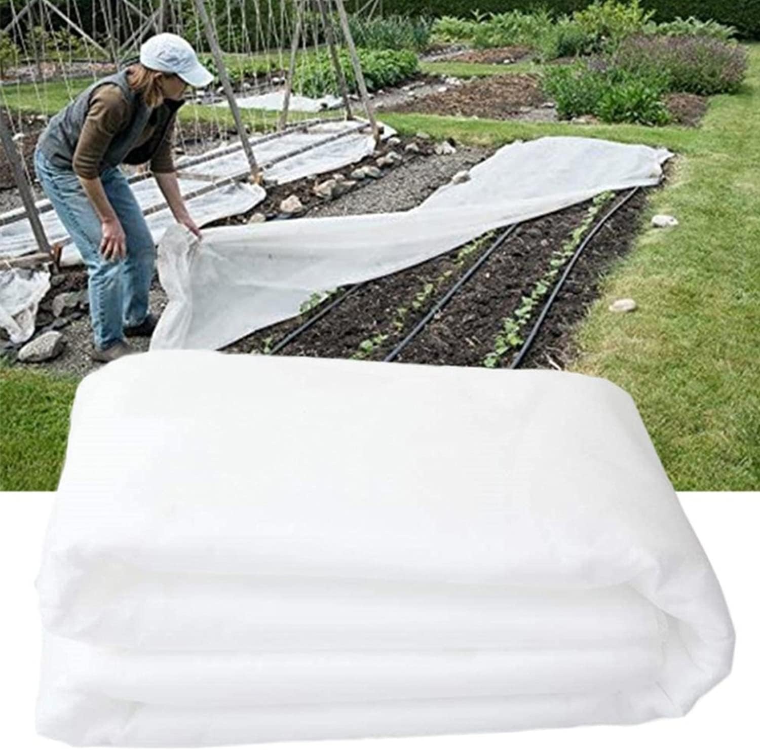 thumbnail image 1 of Paño anticongelante para plantas, funda anticongelante de tejido no tejido de origen vegetal, aislamiento vegetal de invierno y paño de cobertura resistente al frío (255g), 1 of 5