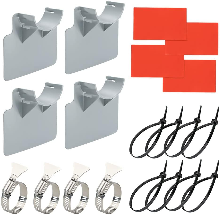 Soportes para tuberías de piscina, 4 soportes para tuberías de piscina, soporte para manguera de piscina, se adapta a manguera de piscina de 0,83 a 1,5 pulgadas de diámetro con abrazaderas d