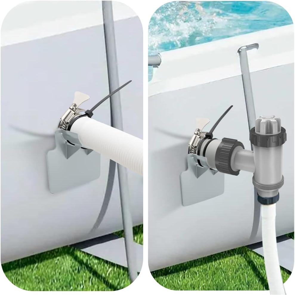 thumbnail image 3 of Soportes para tuberías de piscina, 4 soportes para tuberías de piscina, soporte para manguera de piscina, se adapta a manguera de piscina de 0,83 a 1,5 pulgadas de diámetro con abrazaderas d, 3 of 5