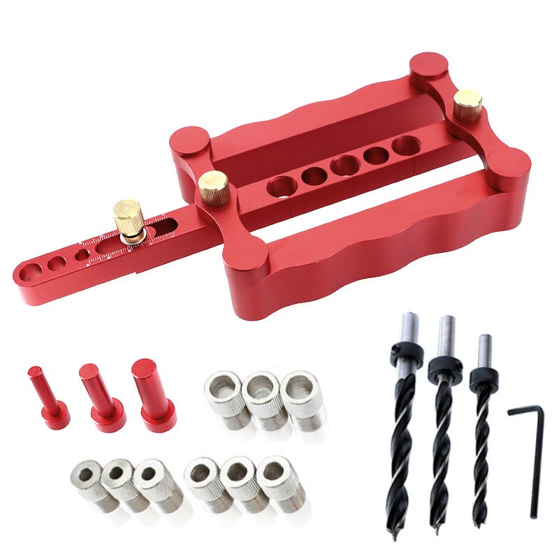 Plantilla de espiga autocentrante,Accesorios de plantilla de perforación de punzón de madera métrico,Guía de perforación de orificios de espiga de carpintería ondulada con localizador de 6/8