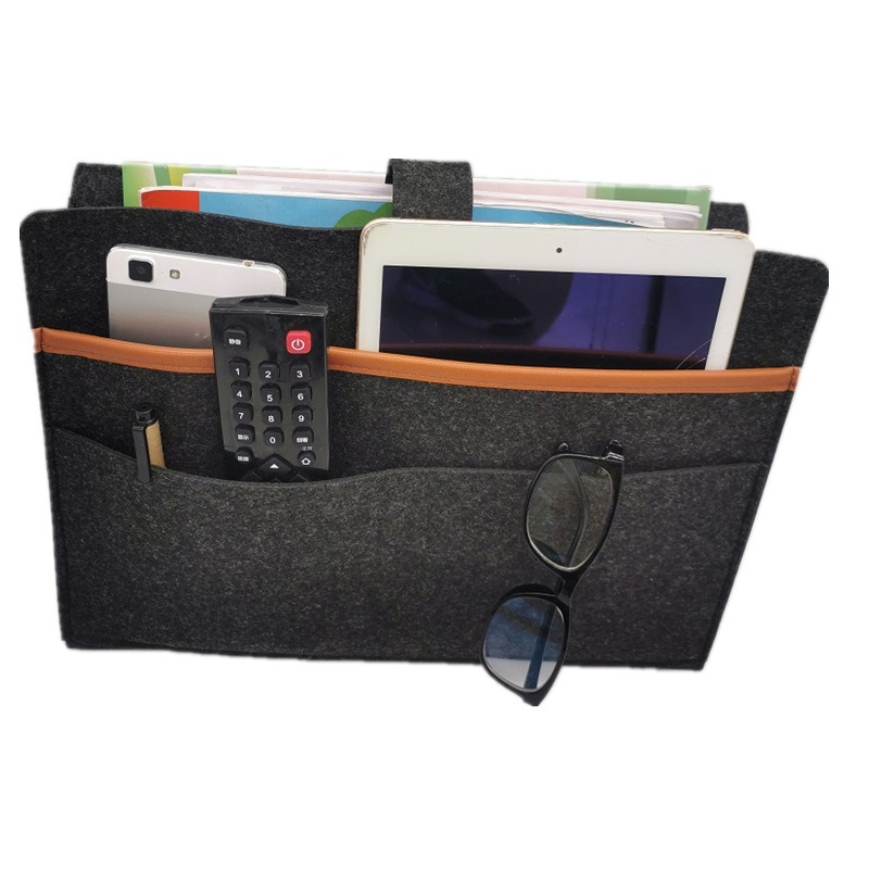 thumbnail image 3 of 1 pieza (negro, aproximadamente 34*25*9cm) bolsa para cabecera, organizador para cama, bolsillo de almacenamiento, bolsa colgante de tela para Control remoto, tableta, Cable, 3 of 5