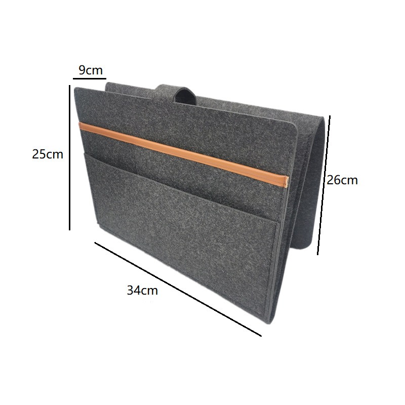 thumbnail image 2 of 1 pieza (negro, aproximadamente 34*25*9cm) bolsa para cabecera, organizador para cama, bolsillo de almacenamiento, bolsa colgante de tela para Control remoto, tableta, Cable, 2 of 5