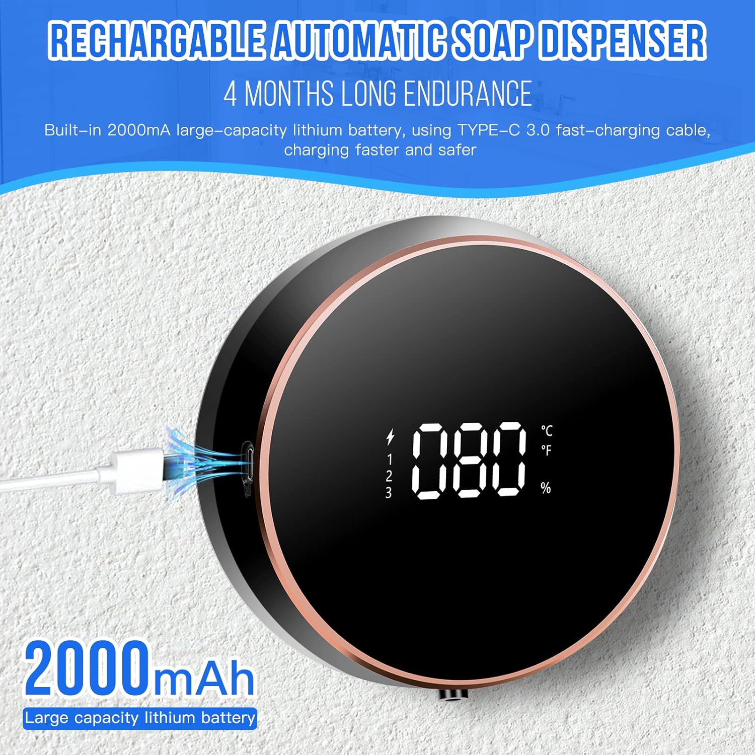 thumbnail image 5 of Dispensador automático de jabón YONGSHENG 300 ML ajustable montado en la pared, 5 of 5