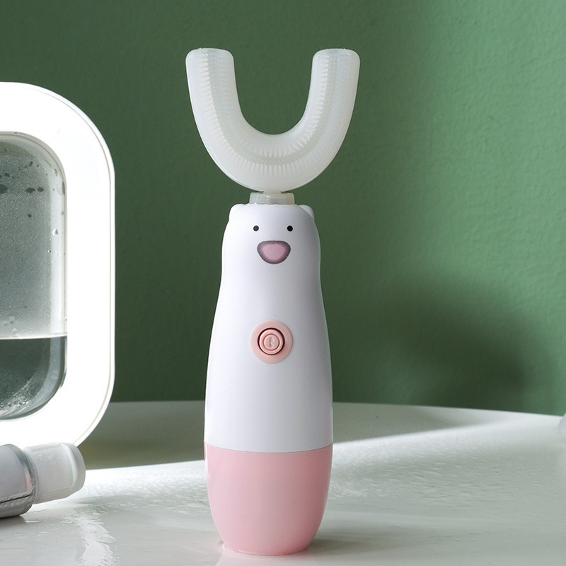 thumbnail image 2 of Cepillo de dientes eléctrico para niños, modelos en forma de U, cepillo de dientes impermeable con batería 360 automático Sonic para niños pequeños, 2 of 5