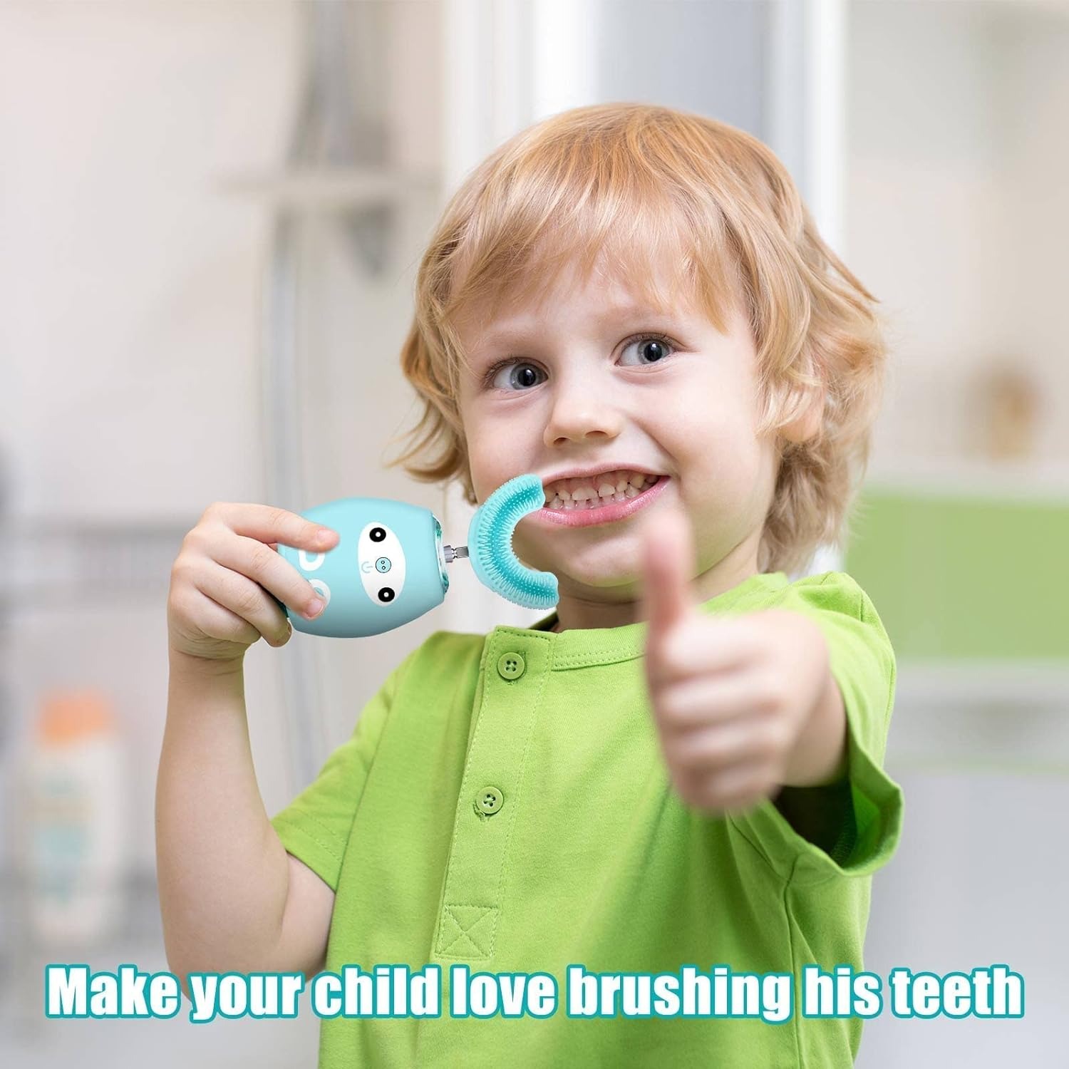 thumbnail image 4 of Cepillo de dientes eléctrico en forma de U para niños, cepillo de dientes con temporizador automático para niños, cepillos de dientes automáticos ultrasónicos impermeables, 4 of 5