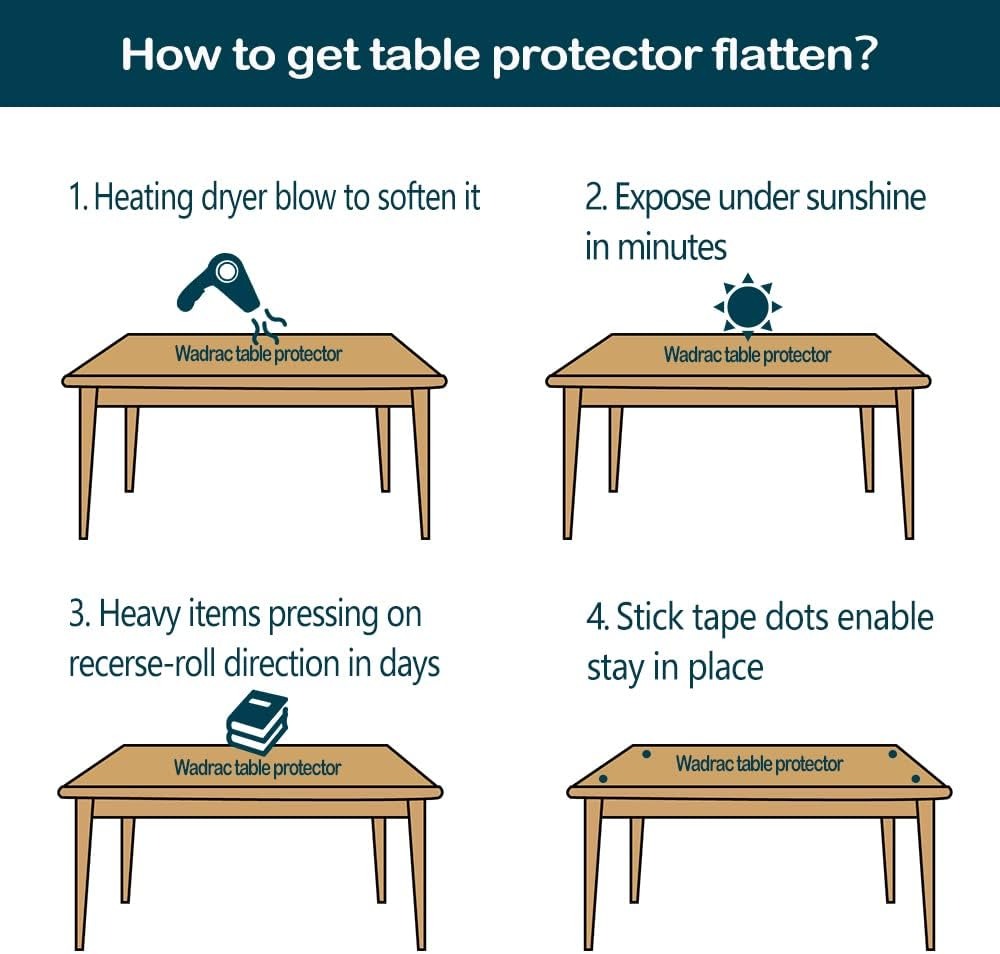 thumbnail image 5 of Protector de mesa transparente, cubierta de plástico para mantel, alfombrilla para escritorio de oficina, muebles de madera, acento de vidrio para café, mesa de comedor, encimera de Bar, 5 of 5