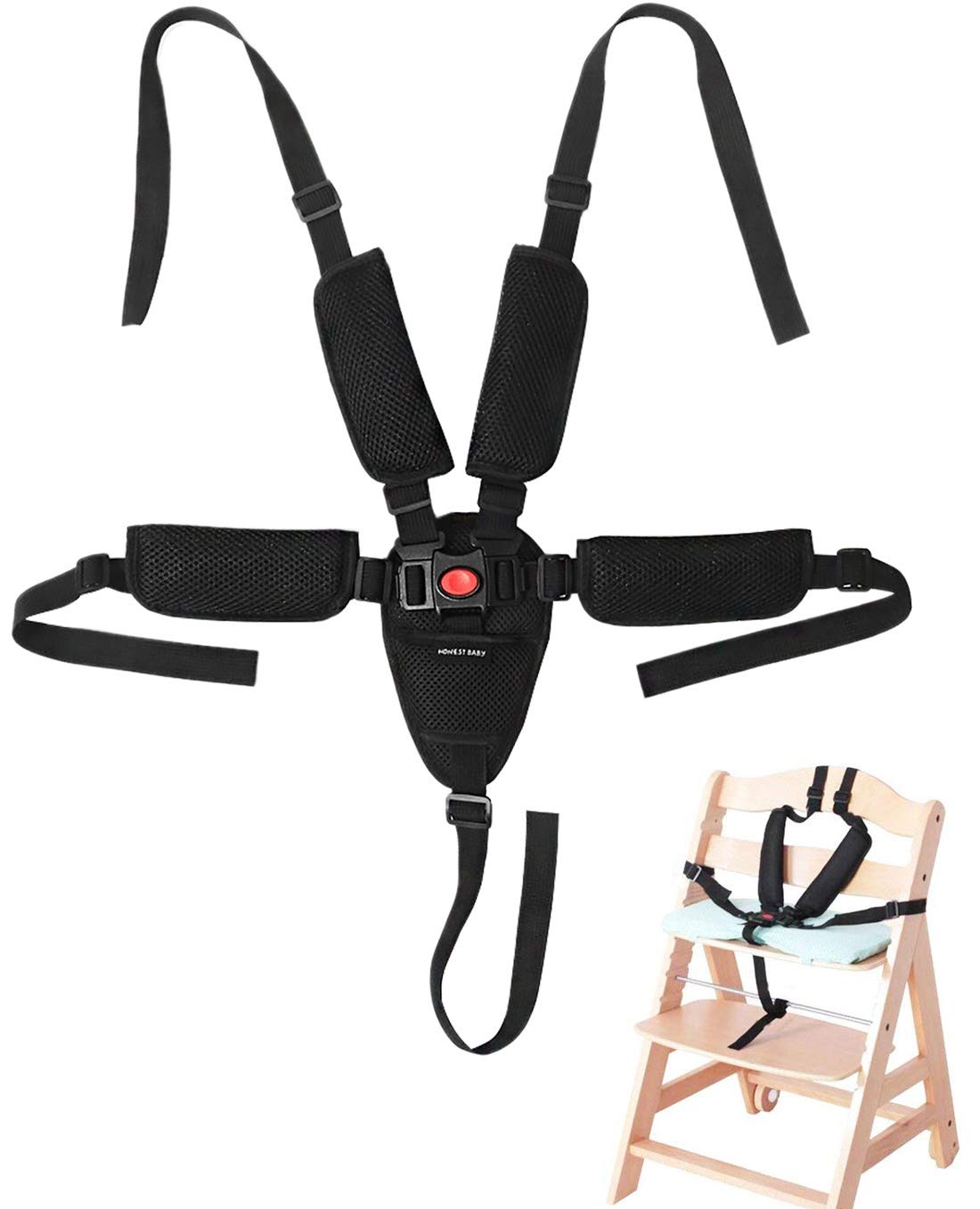 thumbnail image 1 of Arnés Universal de 5 puntos para cinturón de seguridad de bebé, correa de seguridad ajustable para silla alta, cochecito para niños, protección segura, 1 of 5