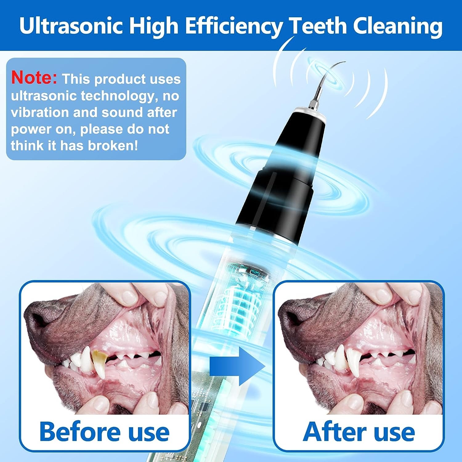 thumbnail image 3 of Removedor de placa para perros para dientes, cepillo de dientes limpiador de dientes ultrasónico para mascotas, kit de limpieza de dientes, removedor de sarro para manchas de dientes para pe, 3 of 5