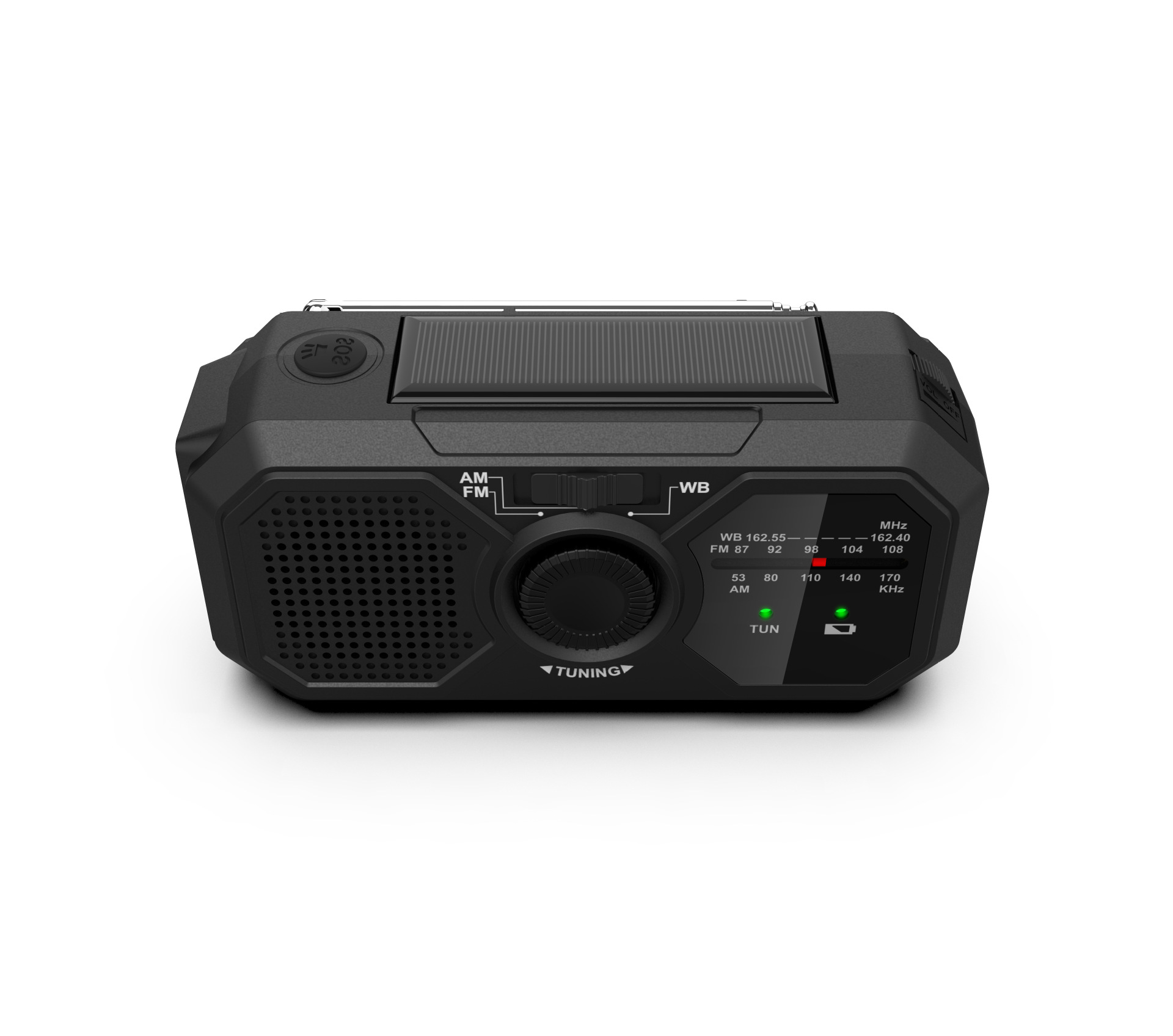 thumbnail image 3 of Radio portátil Manivela Radio solar Supervivencia AM/FM Dinamo Radio USB-C 2500 mAh Recargable con linterna LED Alarma SOS Brújula Pequeña radio de bolsillo, 3 of 5