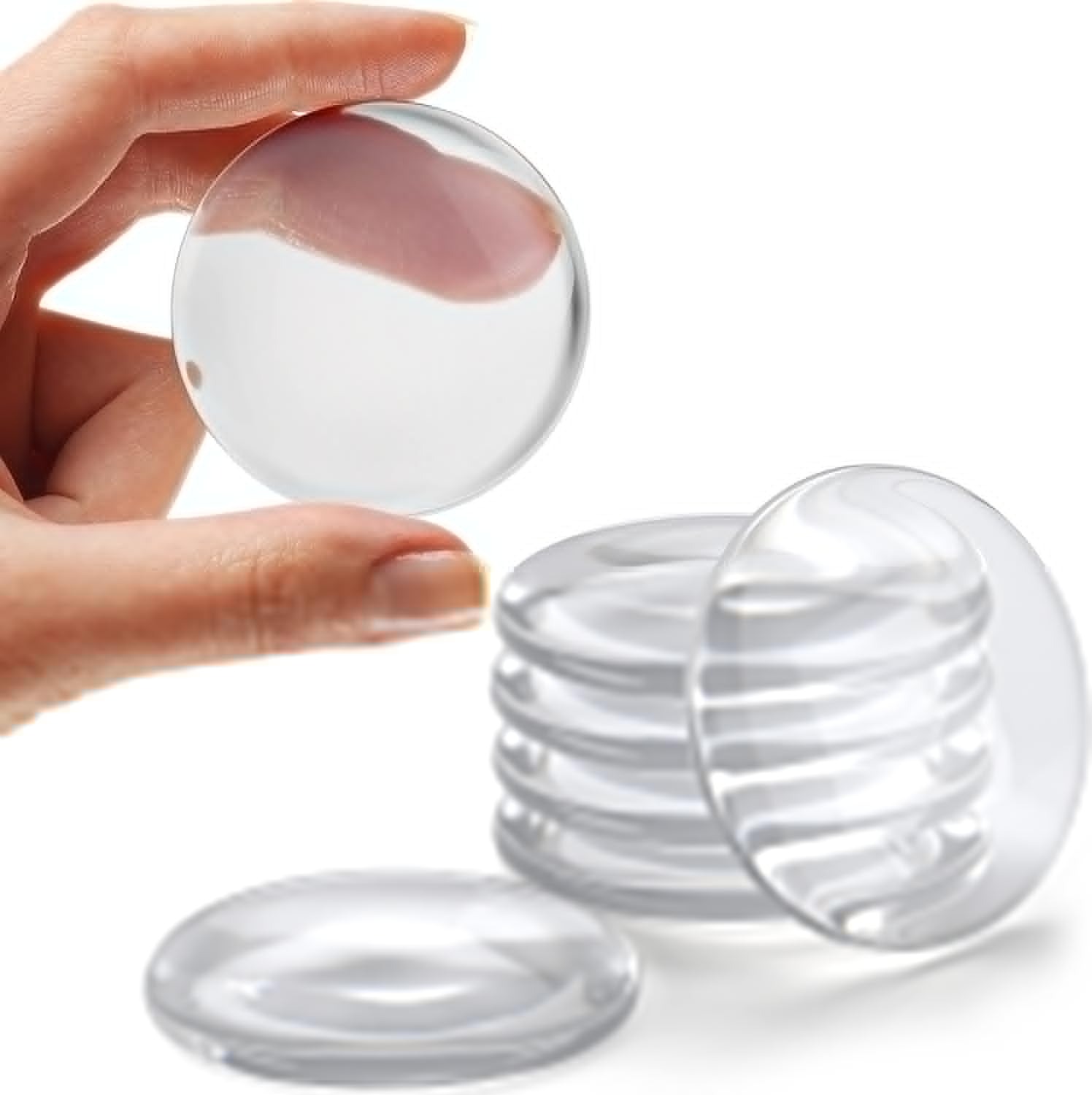 thumbnail image 1 of Juego de topes para manija de puerta de pared más resistentes de 2". 6 piezas de perilla de puerta de goma transparente, cojín redondo para protección de pared. Protector de pared silencioso, 1 of 5