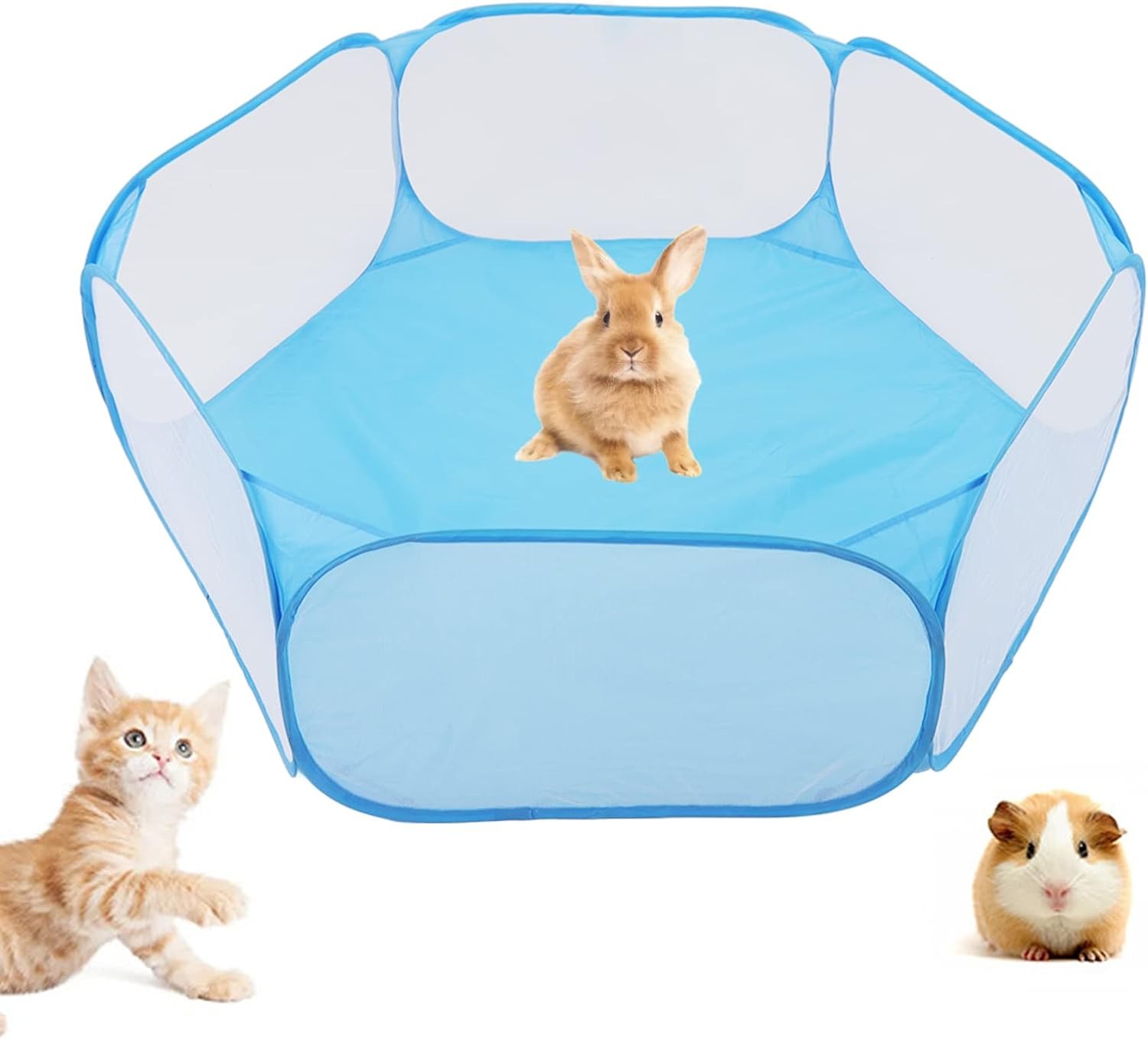 thumbnail image 2 of Pequeño parque para mascotas interactivo portátil plegable pequeña jaula para mascotas tienda de campaña resistente para mascotas azul, 2 of 5