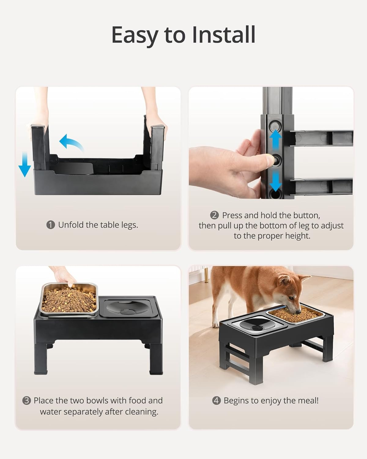 thumbnail image 5 of Cuencos elevados para perros grandes, soporte elevado para cuenco para perros con cuenco de agua para perros sin derrames y cuenco de comida para perros de acero inoxidable, 5 of 5