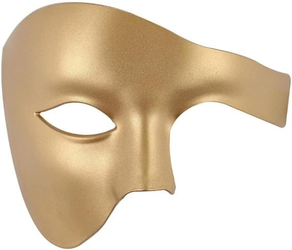 thumbnail image 2 of Máscara de mascarada de 3 piezas para hombres, máscara veneciana de media cara para fiesta de disfraces de Halloween/bola de Mardi Gras/fantasma de la ópera, 2 of 5