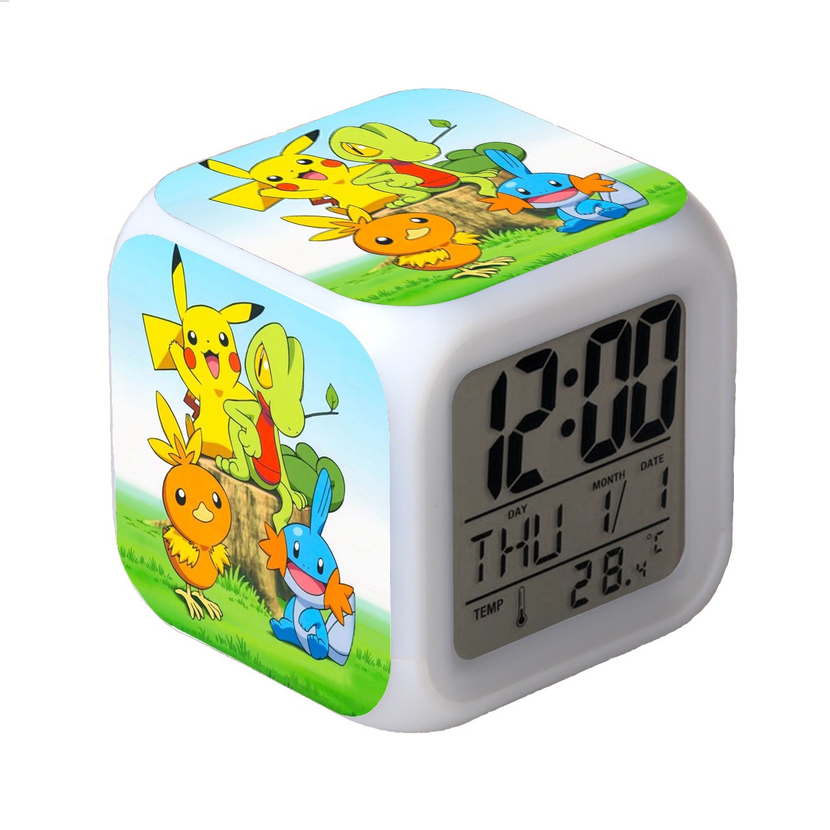 thumbnail image 4 of Reloj despertador digital multifuncional YONGSHENG Con luces LED brillantes y pegatina de Pokémon Pikachu, 4 of 4