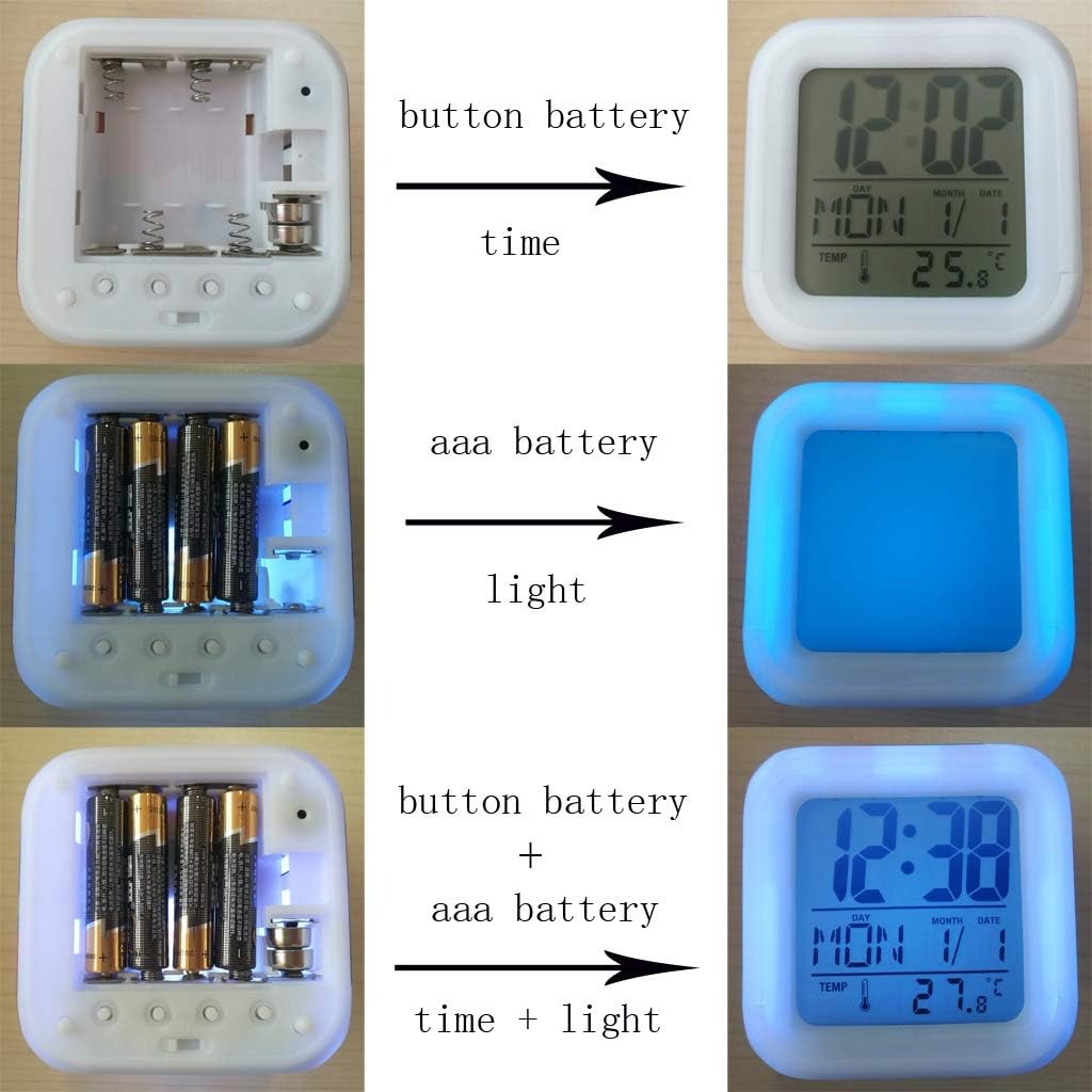 thumbnail image 3 of Reloj despertador digital multifuncional YONGSHENG Con luces LED brillantes y pegatina de Pokémon Pikachu, 3 of 4