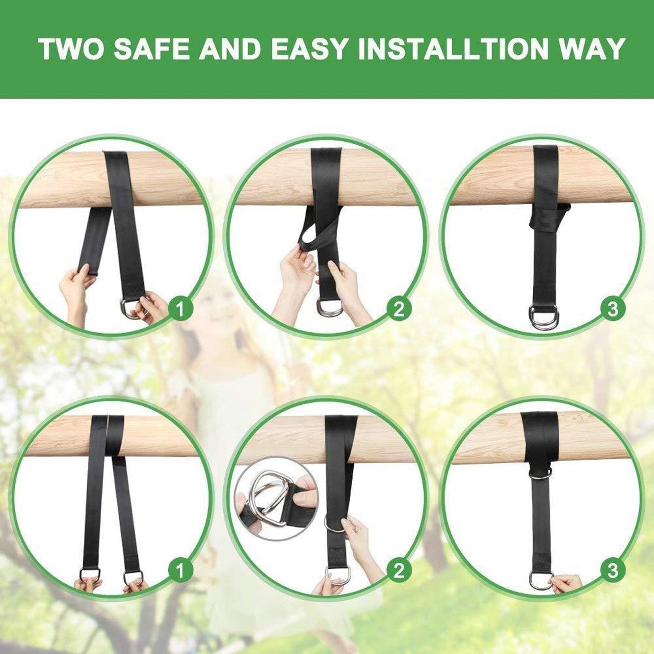thumbnail image 5 of Juego de 2 soportes para colgar columpios de árboles, con 2 ganchos de seguridad con cierre seguro, perfecto para columpios de árboles y hamacas, fácil y rápido de instalar, 5 of 5