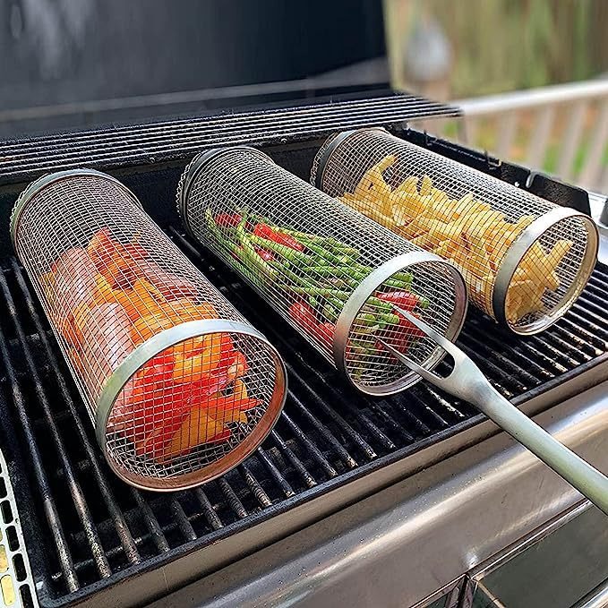 thumbnail image 1 of Cesta rodante para barbacoa de 30*9CM, cesta para parrilla de barbacoa, cesta para barbacoa de acero inoxidable, cesta para barbacoa con accesorios para barbacoa, 1 of 5