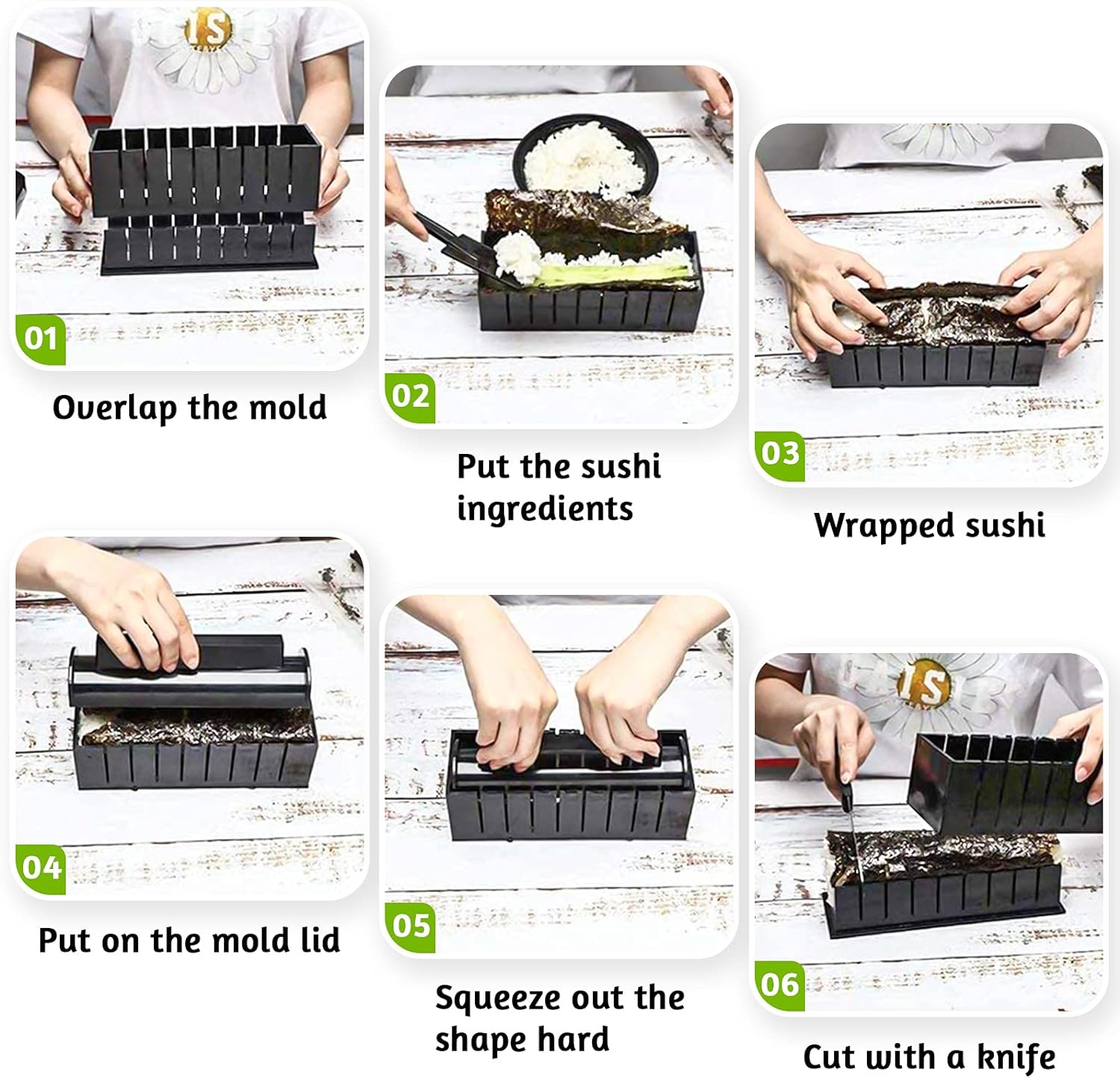 thumbnail image 4 of Kit de preparación de Sushi YONGSHENG 10 piezas moldes para Sushi juego de rollo de arroz, 4 of 5