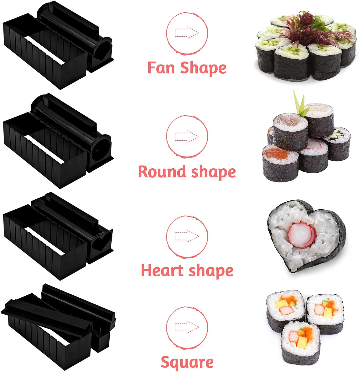 thumbnail image 3 of Kit de preparación de Sushi YONGSHENG 10 piezas moldes para Sushi juego de rollo de arroz, 3 of 5