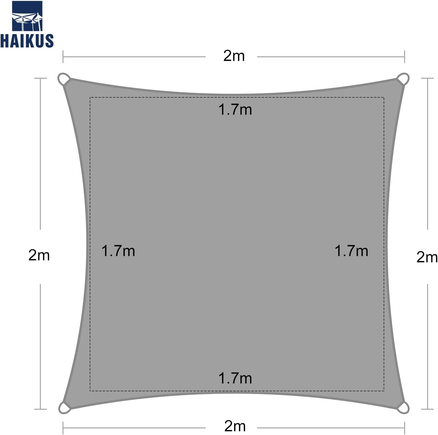 thumbnail image 2 of Vela de Sombra Cuadrada 2x2 m, Tela de Sombra HDPE Transpirable (185 g/㎡), Red de Sombra 2 m Resistente 98% Protección contra Rayos UV para Patio Jardín Terraza Ca, 2 of 5
