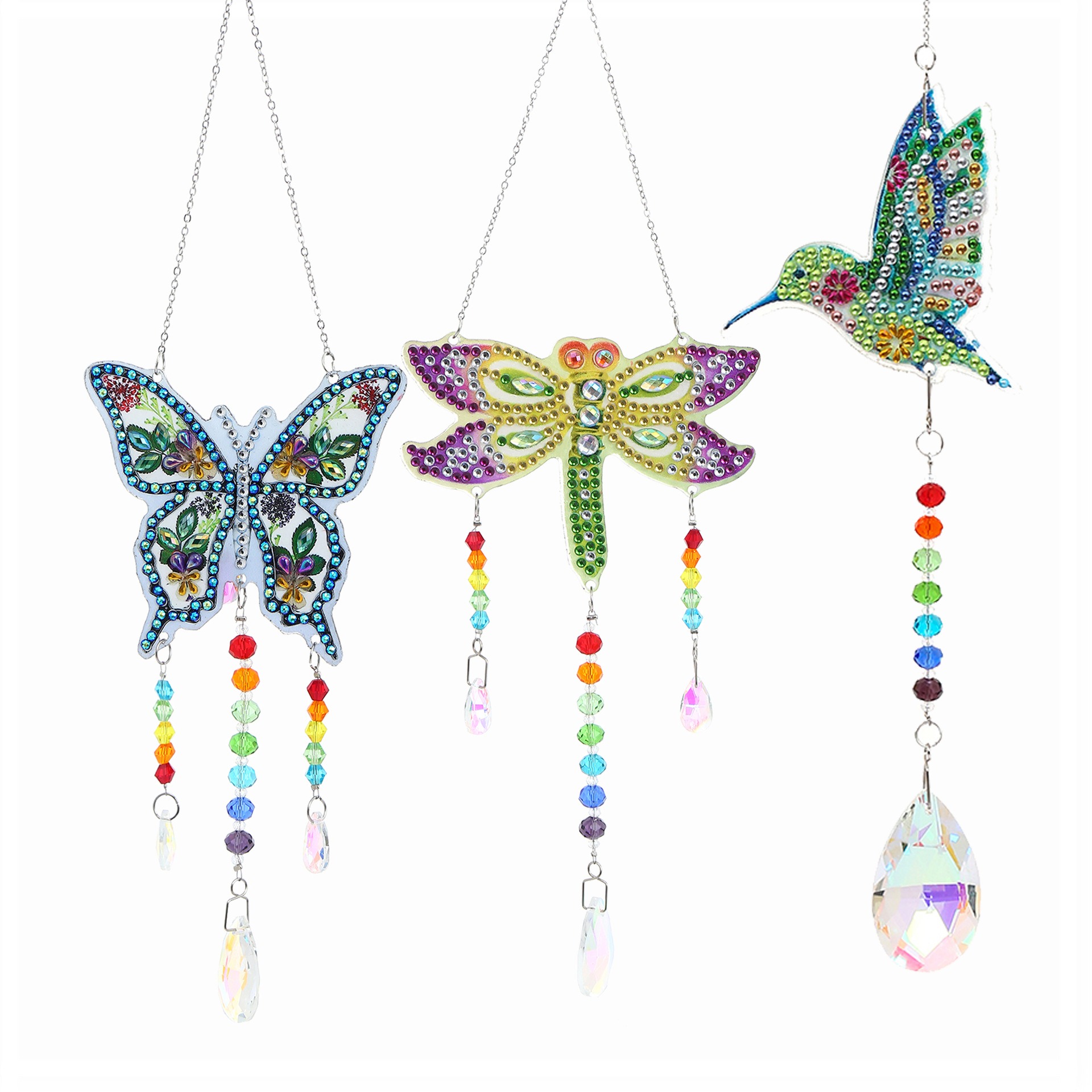 thumbnail image 1 of 3 piezas pintura de diamante DIY YONGSHENG campanas de viento cristal colgante mariposa hogar jardín, 1 of 4