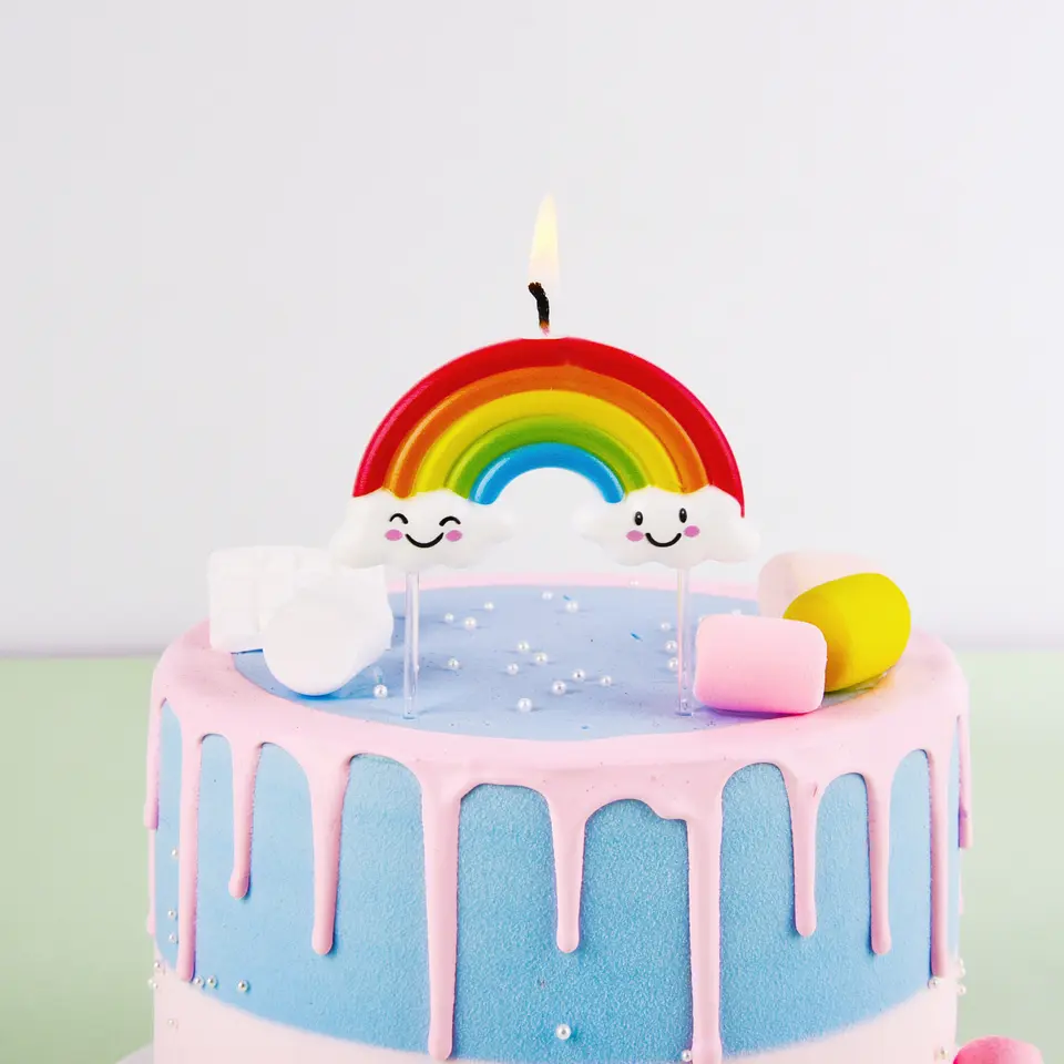 thumbnail image 2 of Juego de 5 velas de cumpleaños, vela sonriente Sun Rainbow Clouds, complemento de decoración de pasteles, 2 of 4