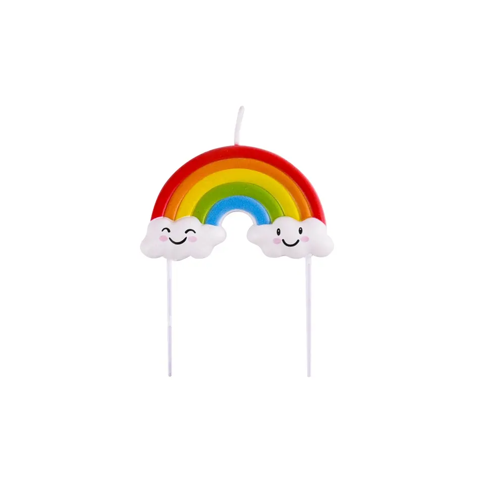 thumbnail image 1 of Juego de 5 velas de cumpleaños, vela sonriente Sun Rainbow Clouds, complemento de decoración de pasteles, 1 of 4