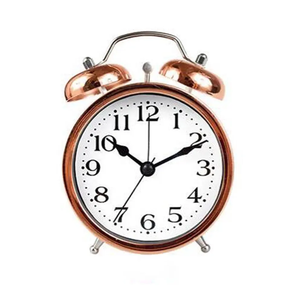 Reloj de Sobremesa de Metal con Alarma y Segundero Continuo Dorado