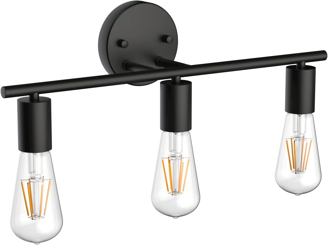 thumbnail image 1 of Lámpara de espejo de baño vintage 3 luces Aplique de pared de metal negro Luz de espejo de baño interior, Longitud: 40cm, casquillo E26, bombilla no incluida, 1 of 5