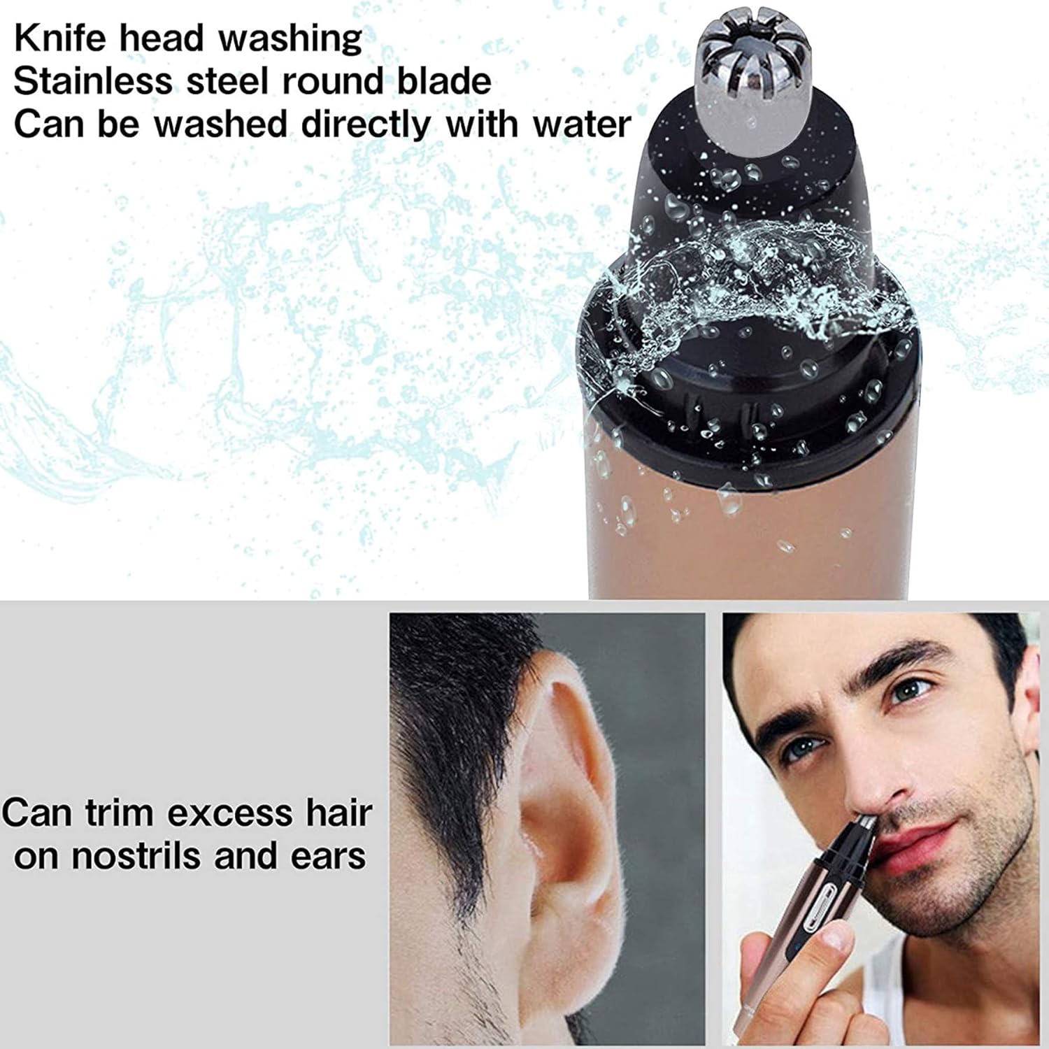 thumbnail image 2 of Recortador de pelo profesional para nariz y orejas, recargable por USB, para hombres y mujeres, 2 of 5