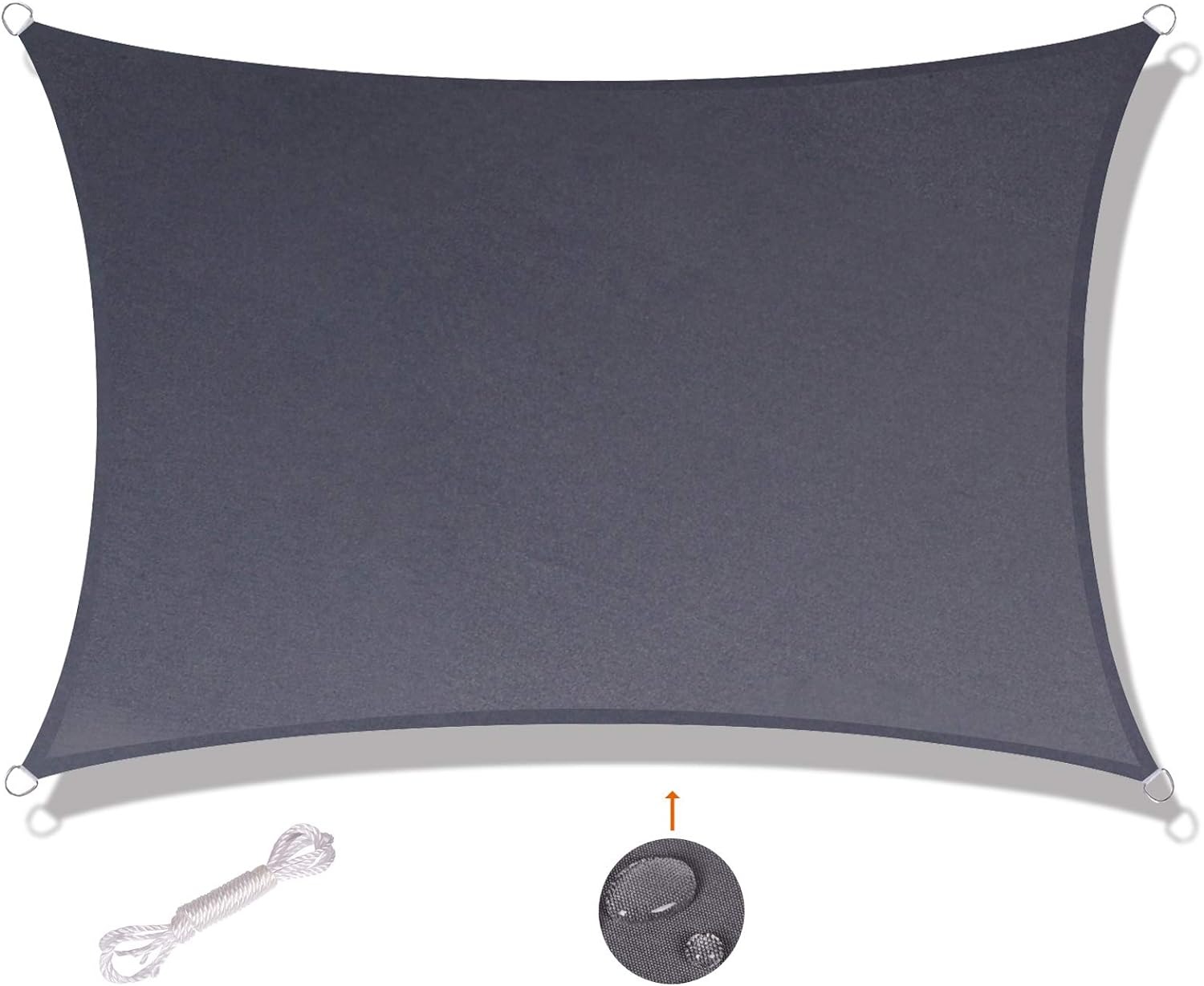 thumbnail image 1 of Vela de sombra rectangular, 2x4m, impermeable y resistente a los rayos UV, negro, 1 of 5