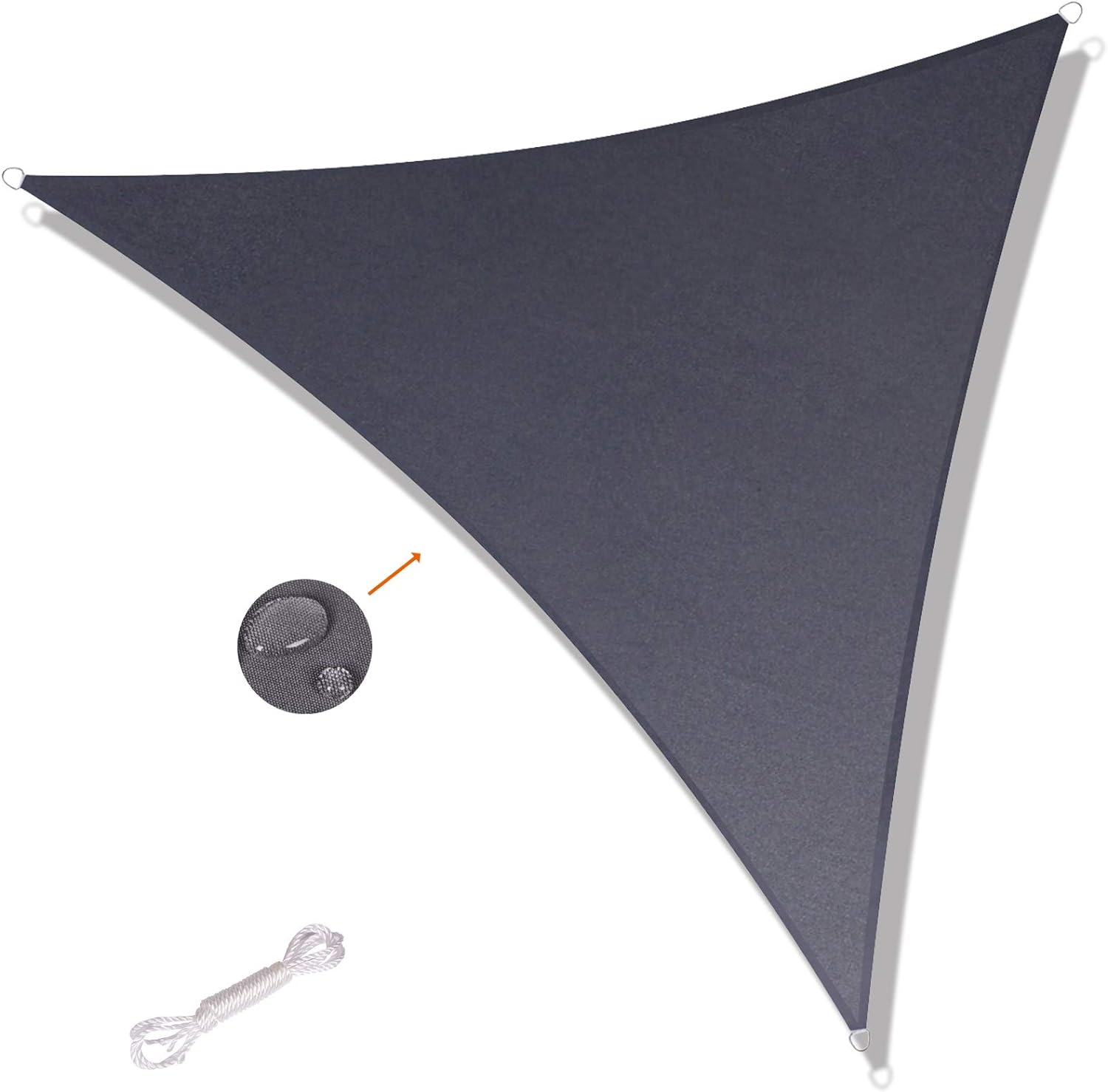 thumbnail image 1 of Vela De Sombra Triangular 3,6x3,6x3,6m Impermeable Y Resistente A Los Rayos UV, Adecuada para Balcones De Terrazas De Jardín,Black, 1 of 5