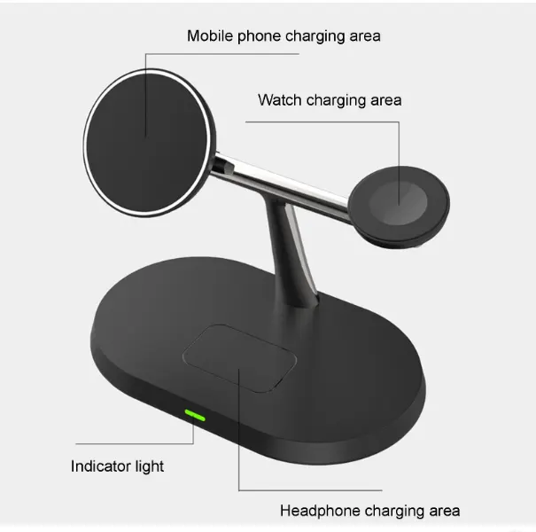 thumbnail image 2 of Cargador inalámbrico magnético, estación de carga 3 en 1 actualizada con una compatible con iPhone 14/13/12/Pro/Pro Max/Mini, iWatch SE/8/7/6/5/4/3/2, Airpods 3/ 2/Pro, 2 of 4