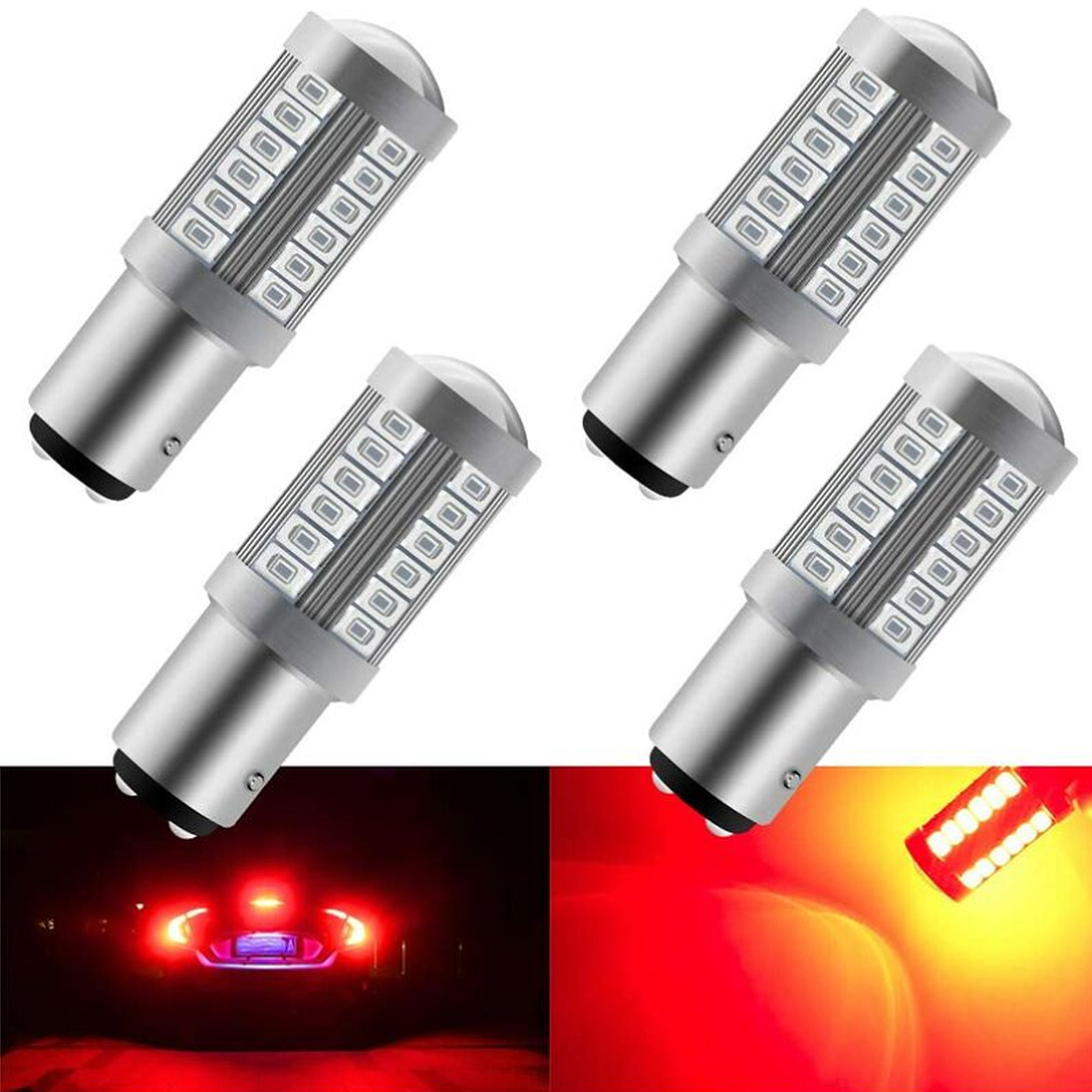 thumbnail image 2 of Rojo 1157 BAY15D P21/5W 5630 33SMD bombillas LED de coche Canbus 900LM luz de freno trasero súper brillante luces antiniebla posición luz trasera P, 2 of 5