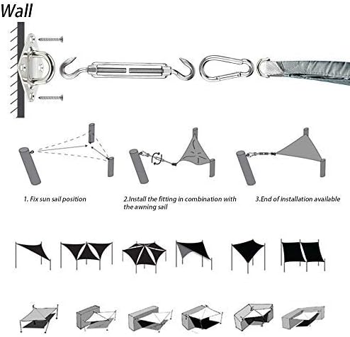 thumbnail image 5 of Vela de Sombra Rectangular YONGSHENG Gris 3x4m Tela Solar Impermeable y Transpirable, 5 of 5