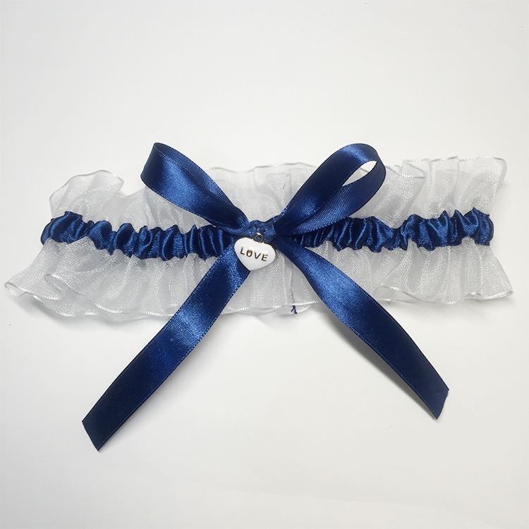 thumbnail image 3 of Conjunto de liguero nupcial YONGSHENG encaje azul regalo de boda algo azul ligas de boda nupciales de encaje elástico blanco, 3 of 4