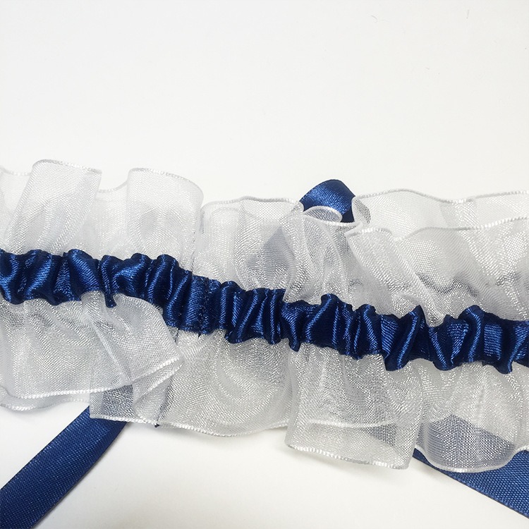 thumbnail image 2 of Conjunto de liguero nupcial YONGSHENG encaje azul regalo de boda algo azul ligas de boda nupciales de encaje elástico blanco, 2 of 4