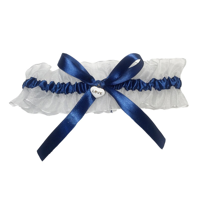 thumbnail image 1 of Conjunto de liguero nupcial YONGSHENG encaje azul regalo de boda algo azul ligas de boda nupciales de encaje elástico blanco, 1 of 4