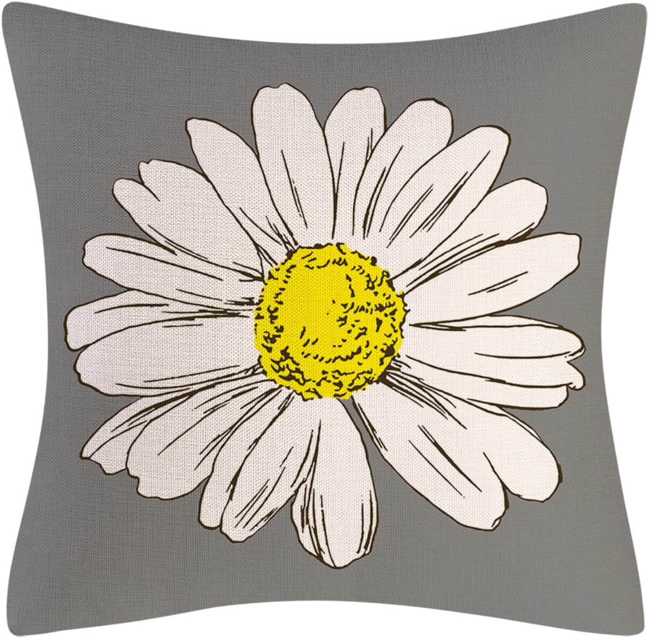 thumbnail image 2 of Juego de 4 fundas de cojín con margaritas, fundas de almohada cuadradas de lino de 18x18 pulgadas para sofá cama, regalos decorativos para el hogar, el coche y el jardín (G, 2 of 5