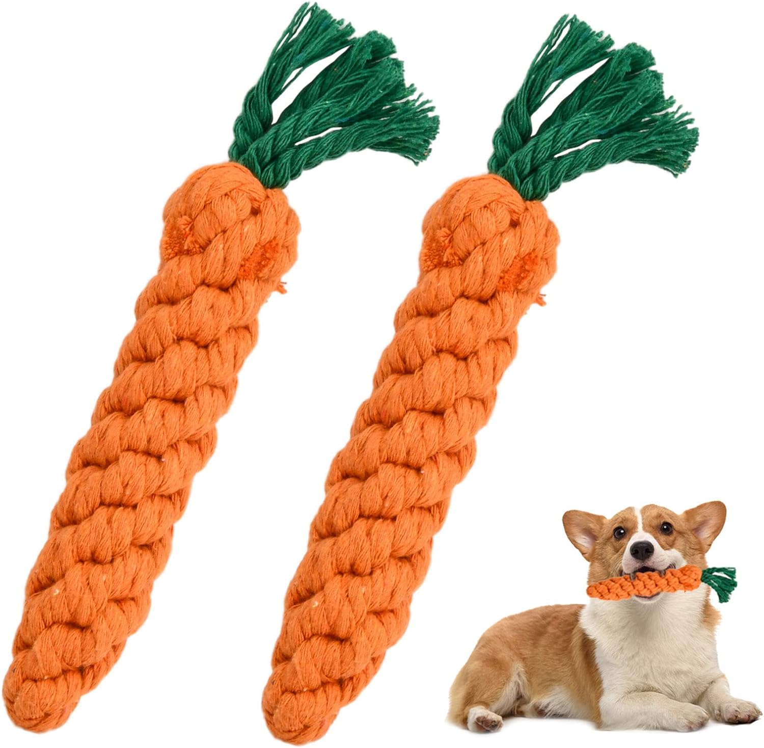 thumbnail image 1 of Juguetes para masticar para perros YONGSHENG de zanahoria con cuerda trenzada de algodón 2 uds, 1 of 5