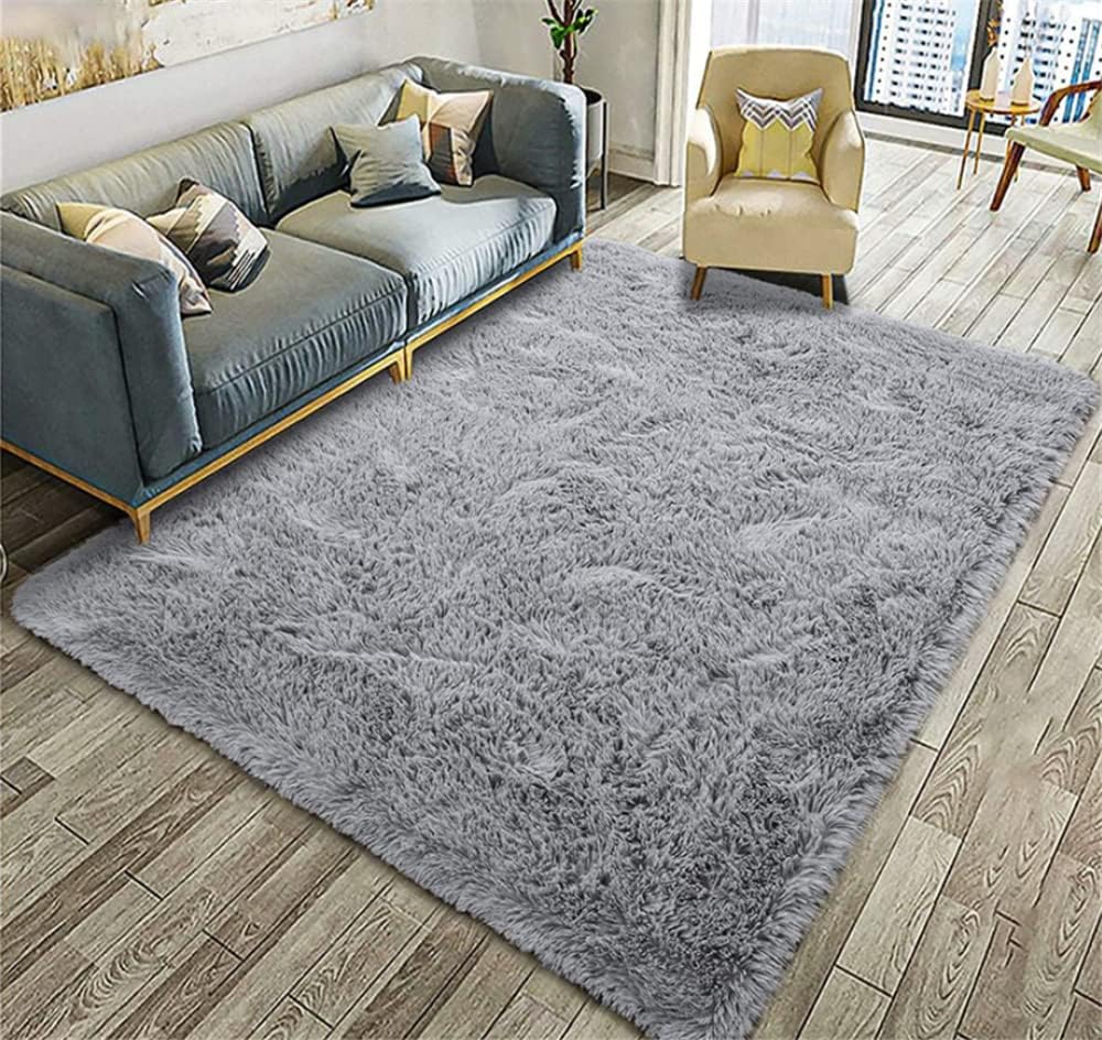 thumbnail image 1 of Alfombras suaves modernas y esponjosas para sala de estar, adecuadas para dormitorio infantil, decoración del hogar, dormitorio, decoración interior, alfombra ultra suave (gris, 80 x 160 cm), 1 of 5