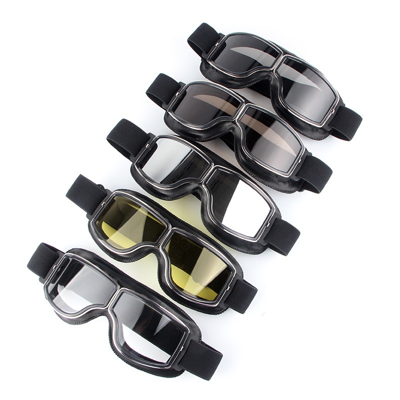 thumbnail image 3 of Gafas de Moto Vintage Yongsheng Aviador Cuero Negro para Cascos B, 3 of 5