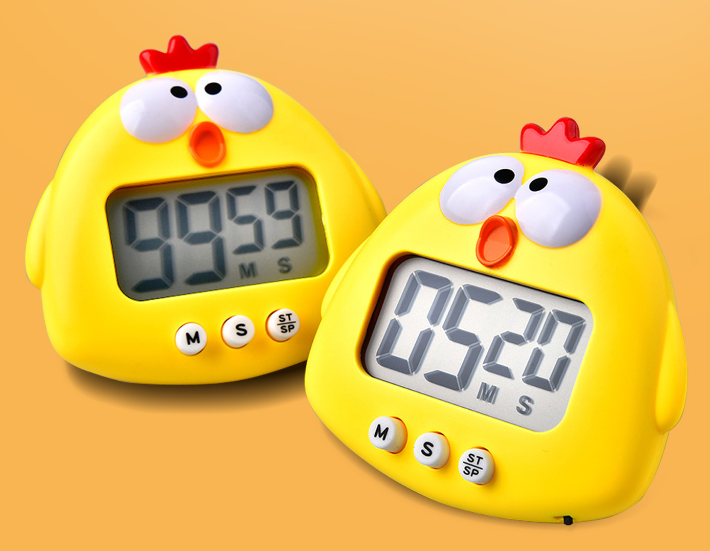 Temporizador de huevos de dibujos animados de pollo amarillo, reloj mecánico para cocinar huevos, cuenta atrás para cocinar, gestión del tiempo, suministros de herramientas de cocina