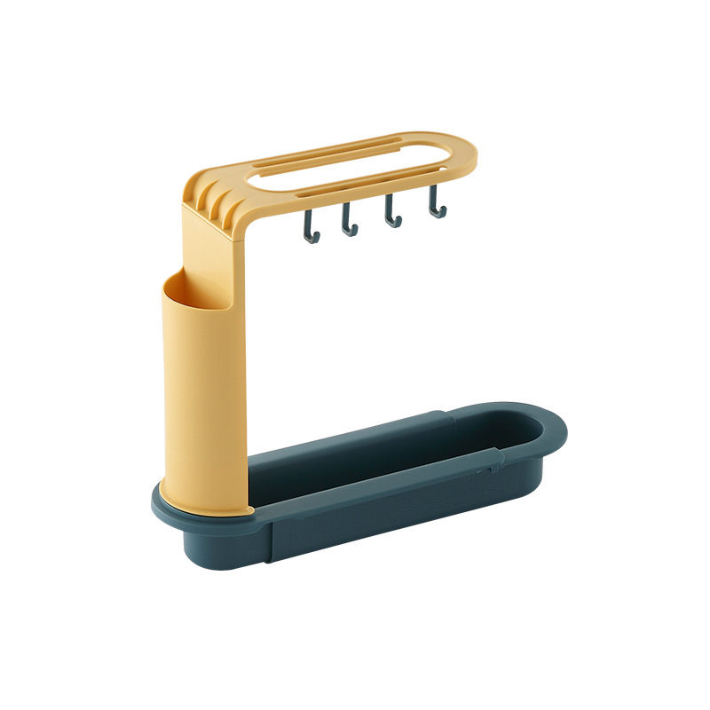 Soporte de cesta de drenaje amarillo, cesta de soporte de fregadero telescópico, soporte de esponja de fregadero, organizador de fregadero de cocina, estante de drenaje de cocina