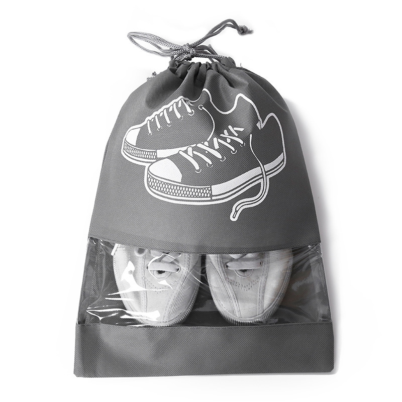 thumbnail image 3 of Bolsa de zapatos gris de 10 piezas con cordón, bolsa de almacenamiento de zapatos de viaje a prueba de polvo con ventana visual para botas, t, 3 of 5